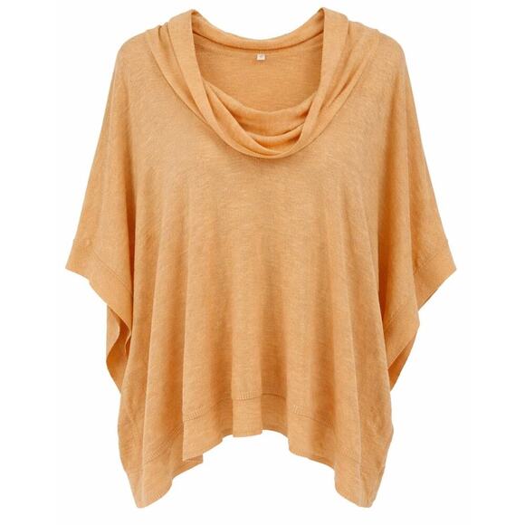 Eileen Fisher Tops - Eileen Fisher Cowl Neck Dolman Sleeve Linen Blend Knit Blouse Sz L Creamsicle